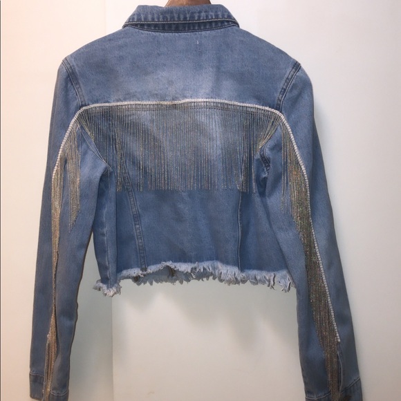 denim jacket with silver fringe